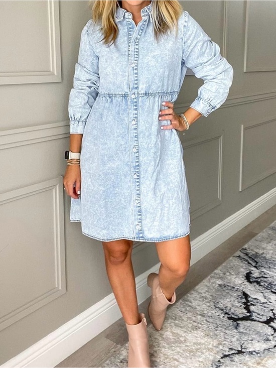 Dresses & Skirts - Light Wash Denim Shirt Dress